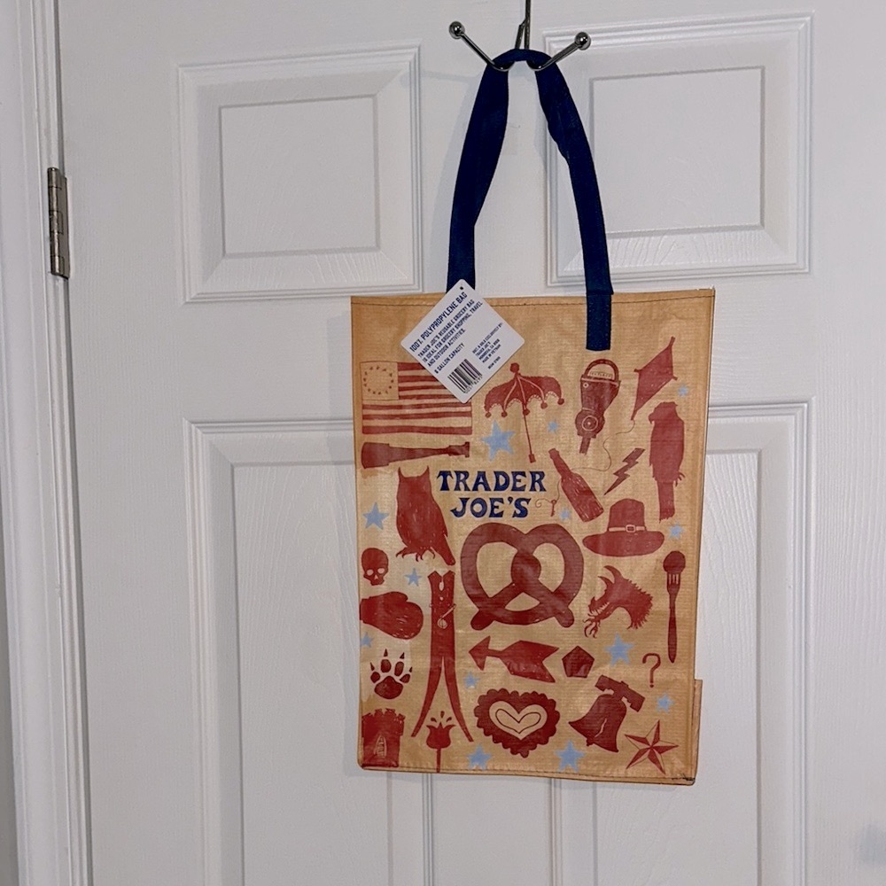 Trader Joe's Tote Bag with Blue Handles